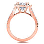 Kobelli Halo Cushion Moissanite and Diamond Split Shank Cathedral Engagement Ring 