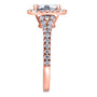 Kobelli Halo Cushion Moissanite and Diamond Split Shank Cathedral Engagement Ring 