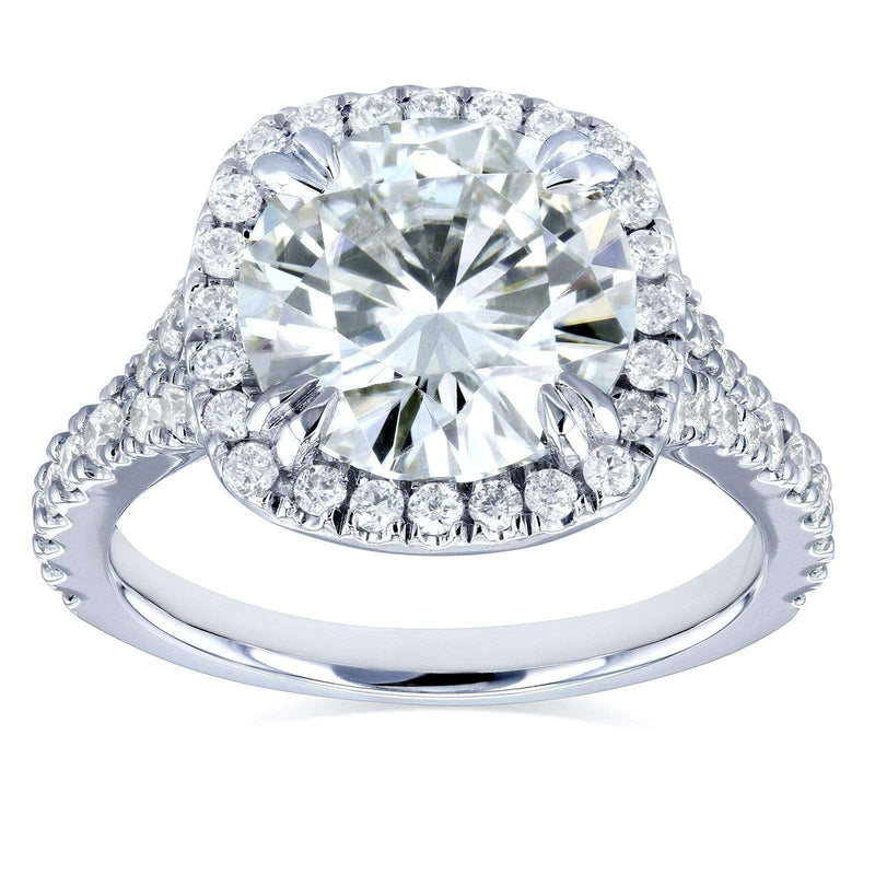 Kobelli Round H-I Moissanite and Diamond Halo Engagement Ring 3 5/8 CTW 14k White Gold