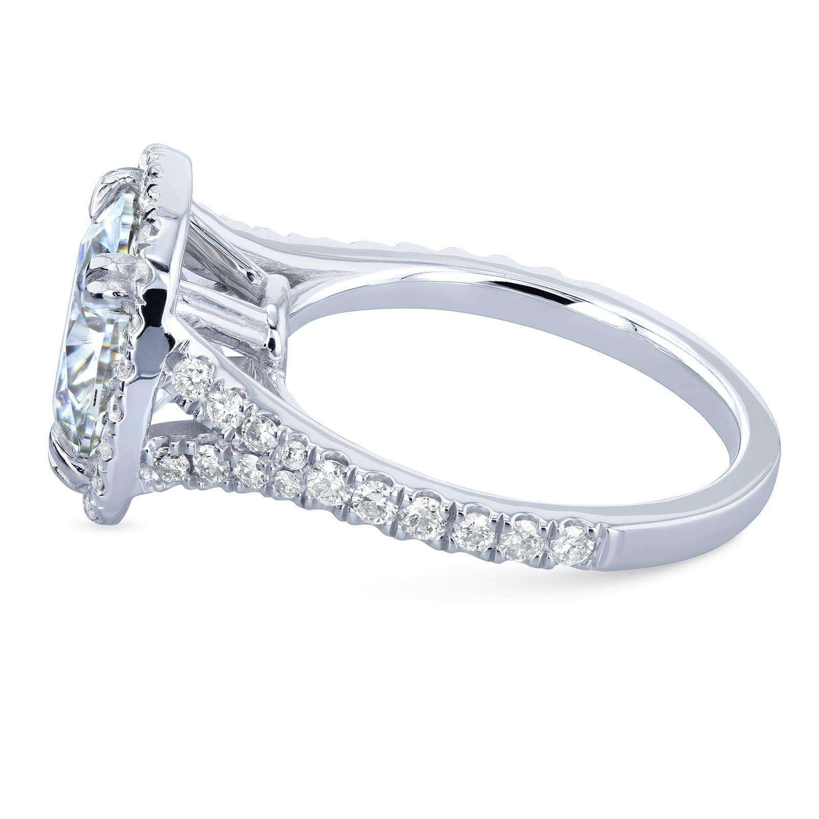 Kobelli Round H-I Moissanite and Diamond Halo Engagement Ring 3 5/8 CTW 14k White Gold