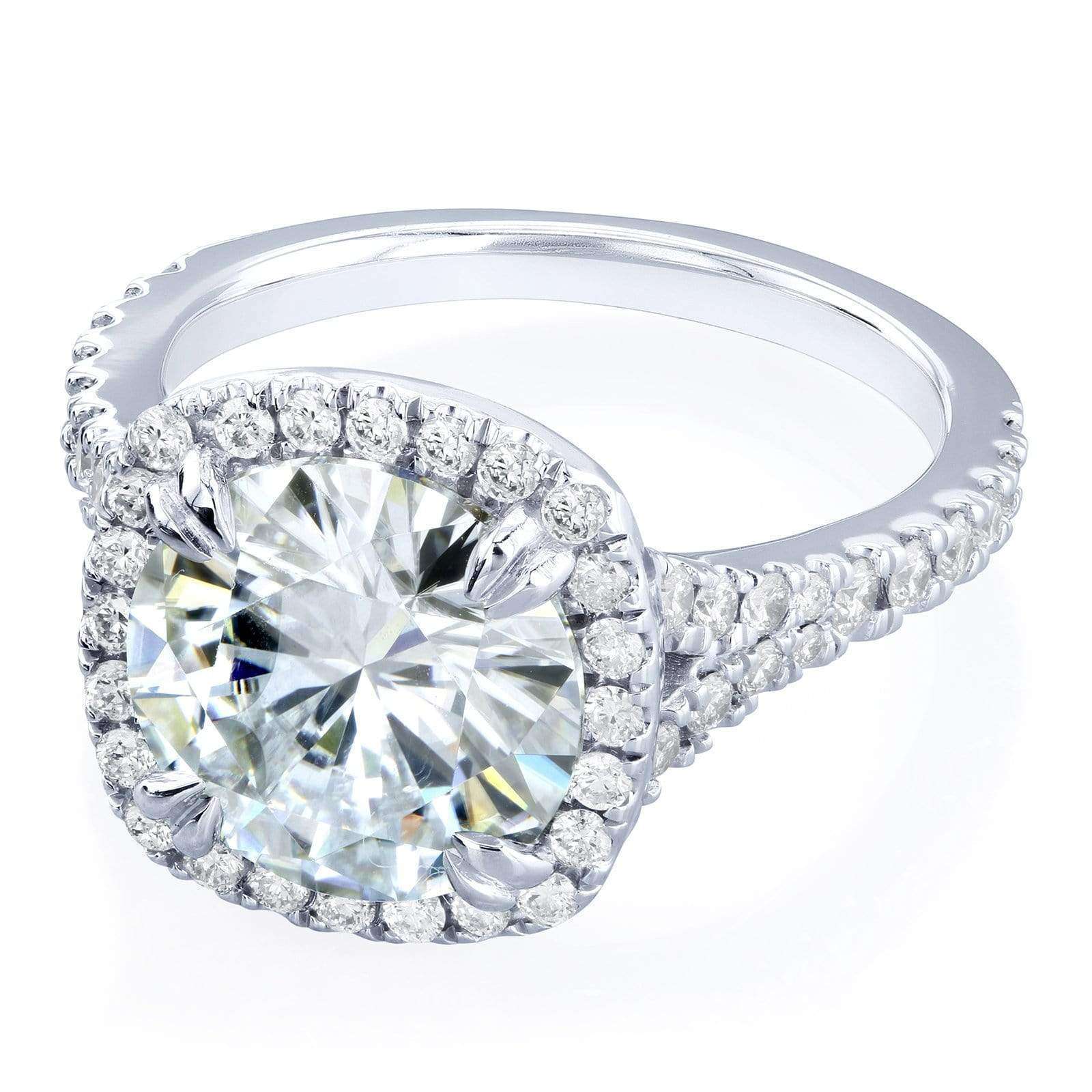 Kobelli Round H-I Moissanite and Diamond Halo Engagement Ring 3 5/8 CTW 14k White Gold