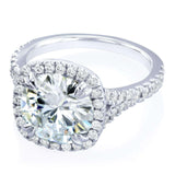 Anel de noivado Kobelli redondo HI moissanite e diamante Halo 3 5/8 CTW ouro branco 14k