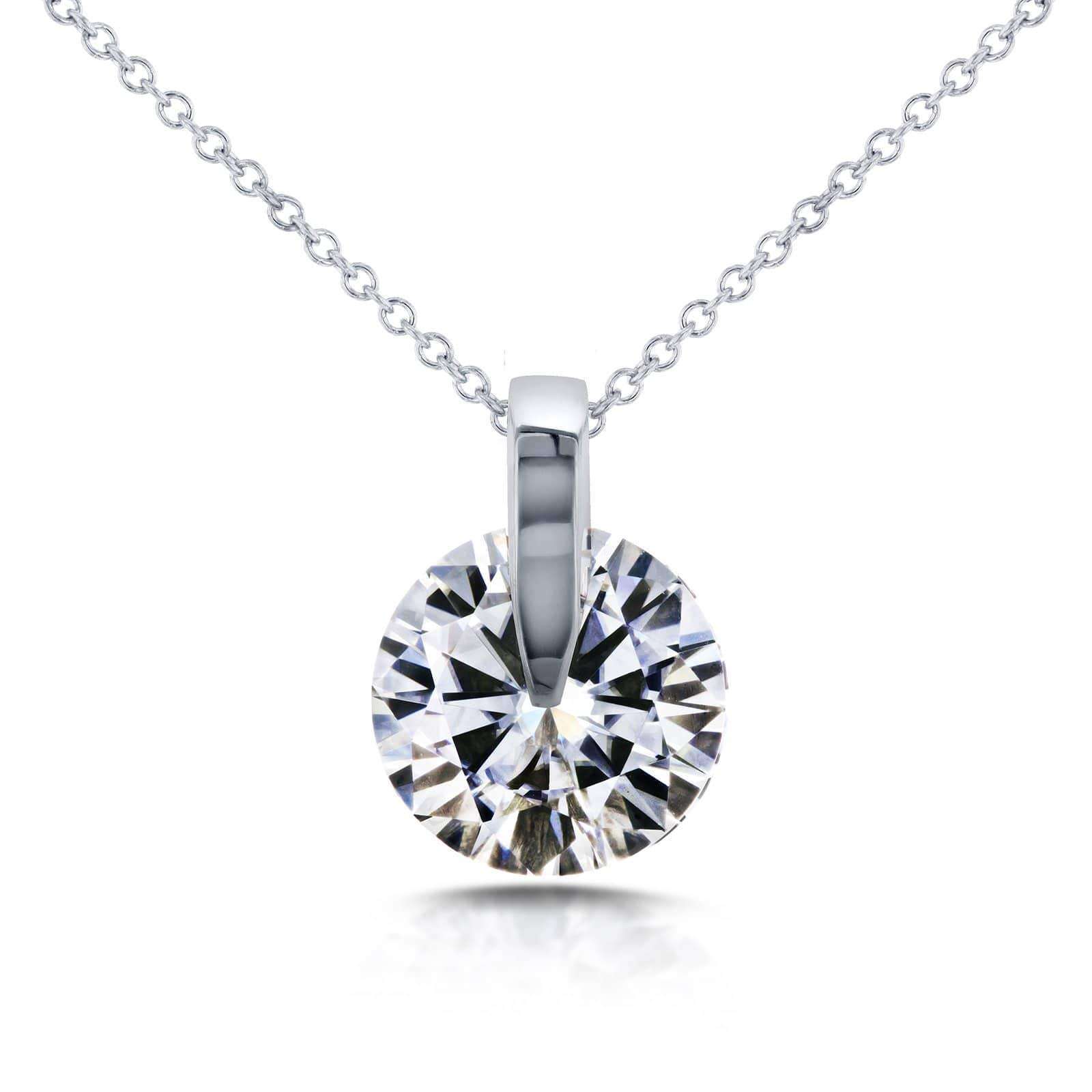 Kobelli Round Moissanite Wheel Solitaire Necklace 1 7/8 CTW in 14k White Gold MZ62195