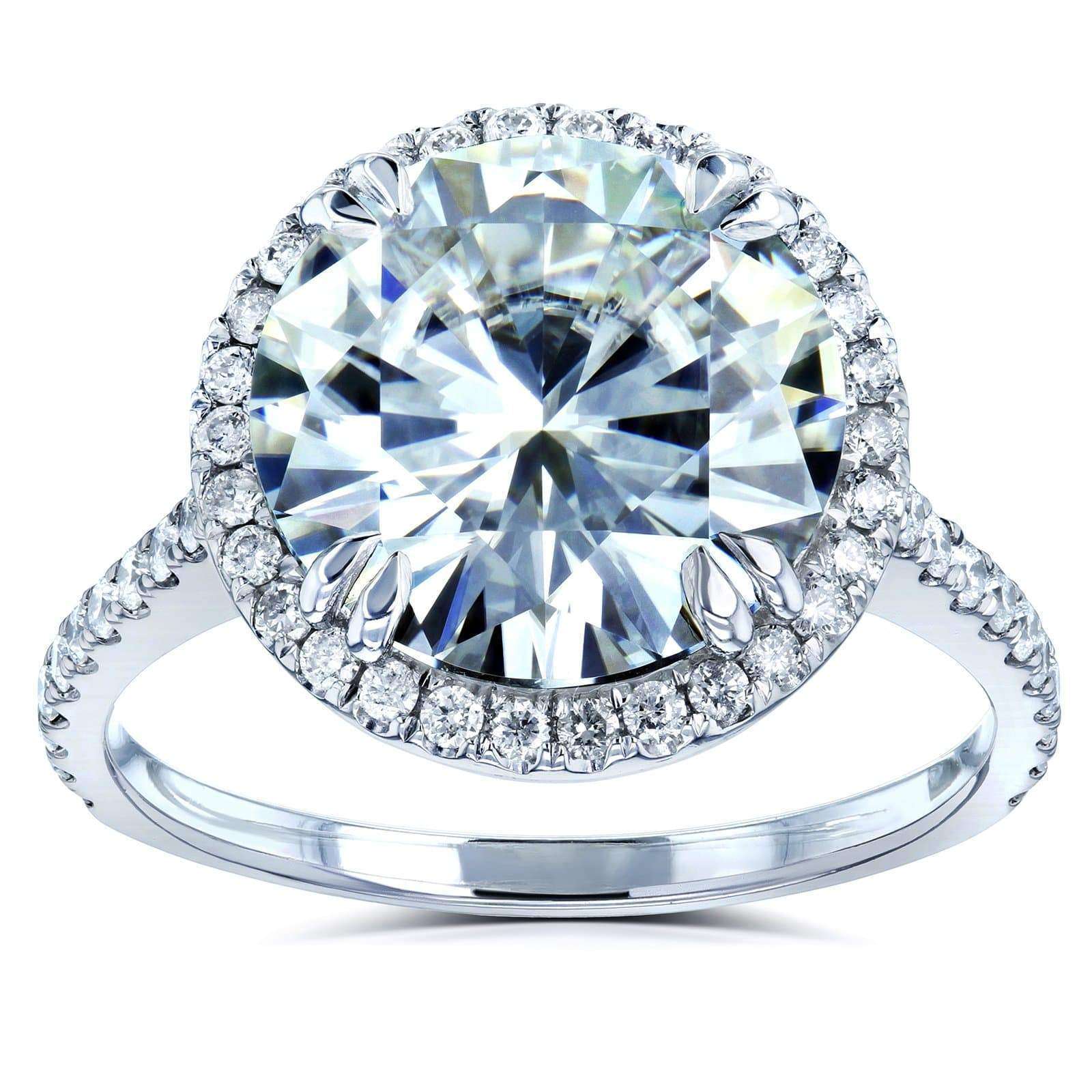 Kobelli Moissanite and Diamond Halo Engagement Ring 5 1/5 CTW in 14k White Gold