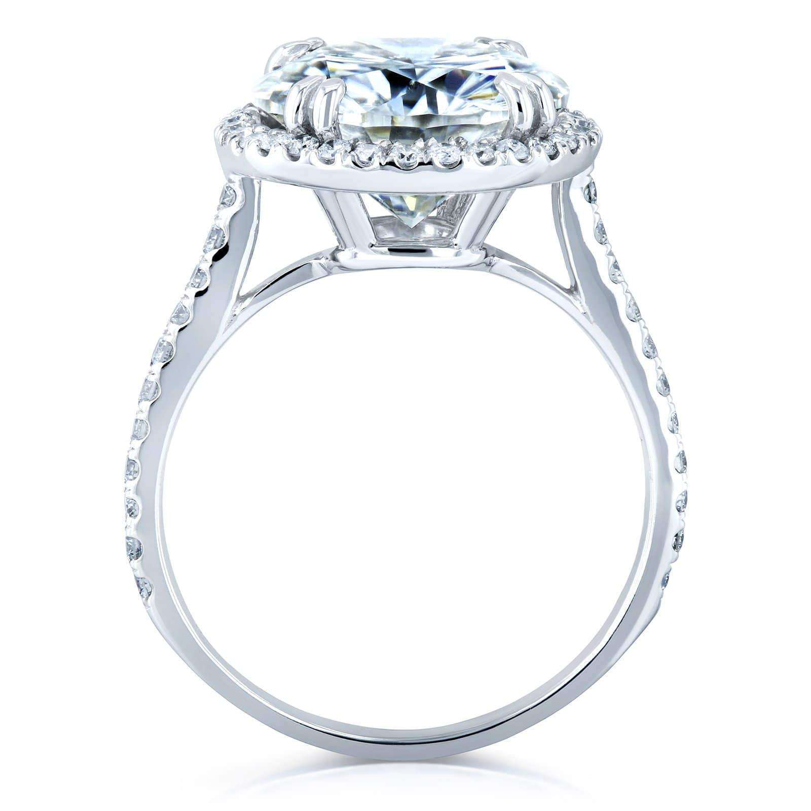 Kobelli Moissanite and Diamond Halo Engagement Ring 5 1/5 CTW in 14k White Gold