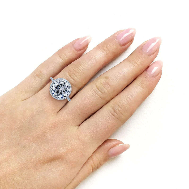 Kobelli Moissanite and Diamond Halo Engagement Ring 5 1/5 CTW in 14k White Gold