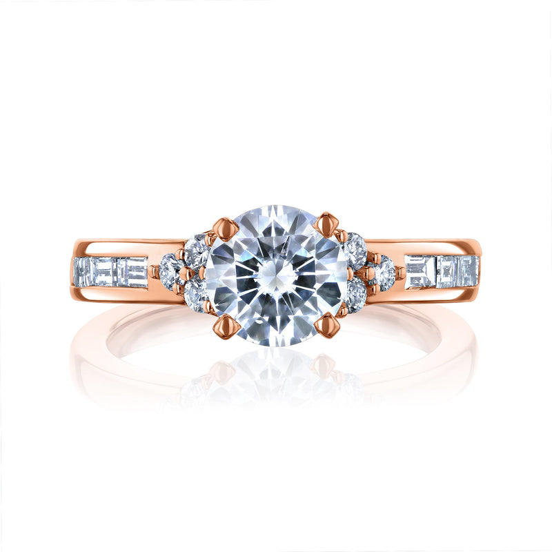 Modest Moissanite & Diamond Cluster Engagement Ring in 14k Gold – Kobelli