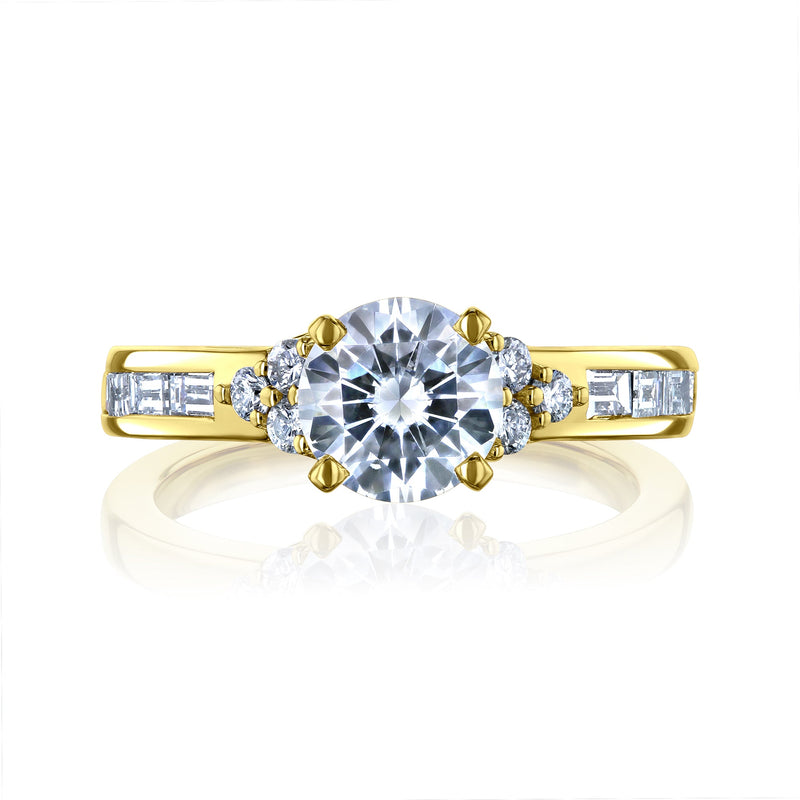 Modest Moissanite & Diamond Cluster Engagement Ring in 14k Gold – Kobelli