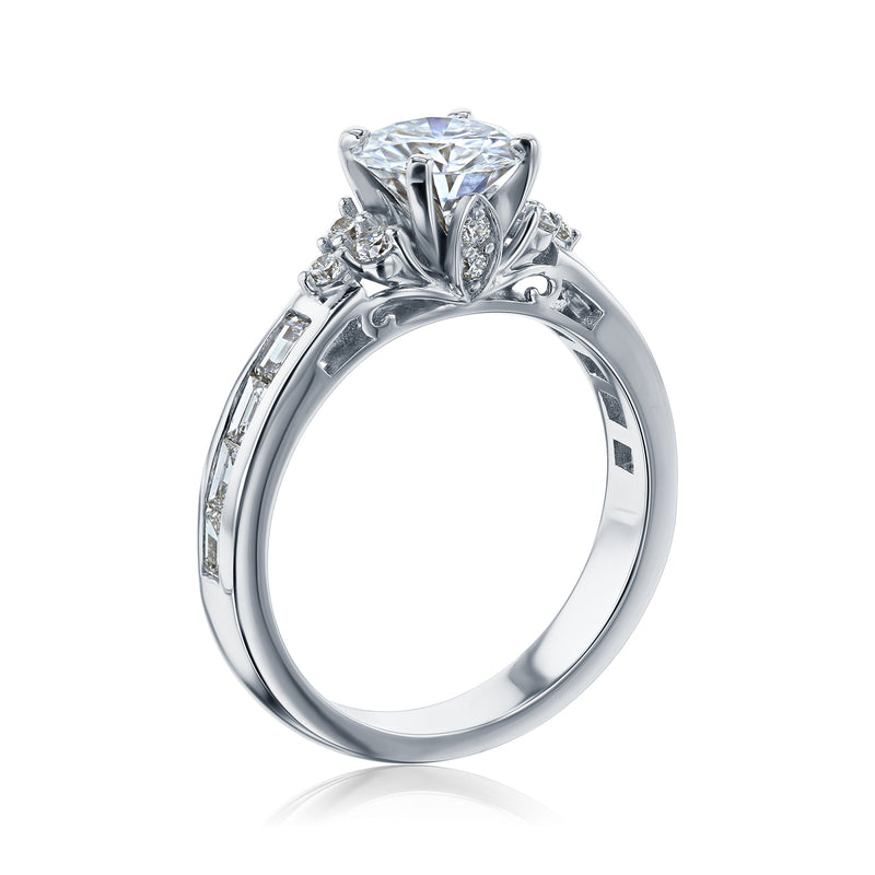 Modest Moissanite & Diamond Cluster Engagement Ring in 14k Gold – Kobelli