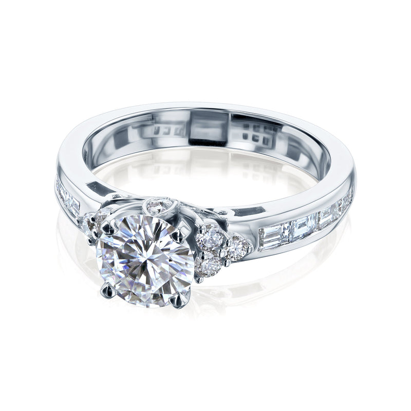 Modest Moissanite & Diamond Cluster Engagement Ring in 14k Gold – Kobelli