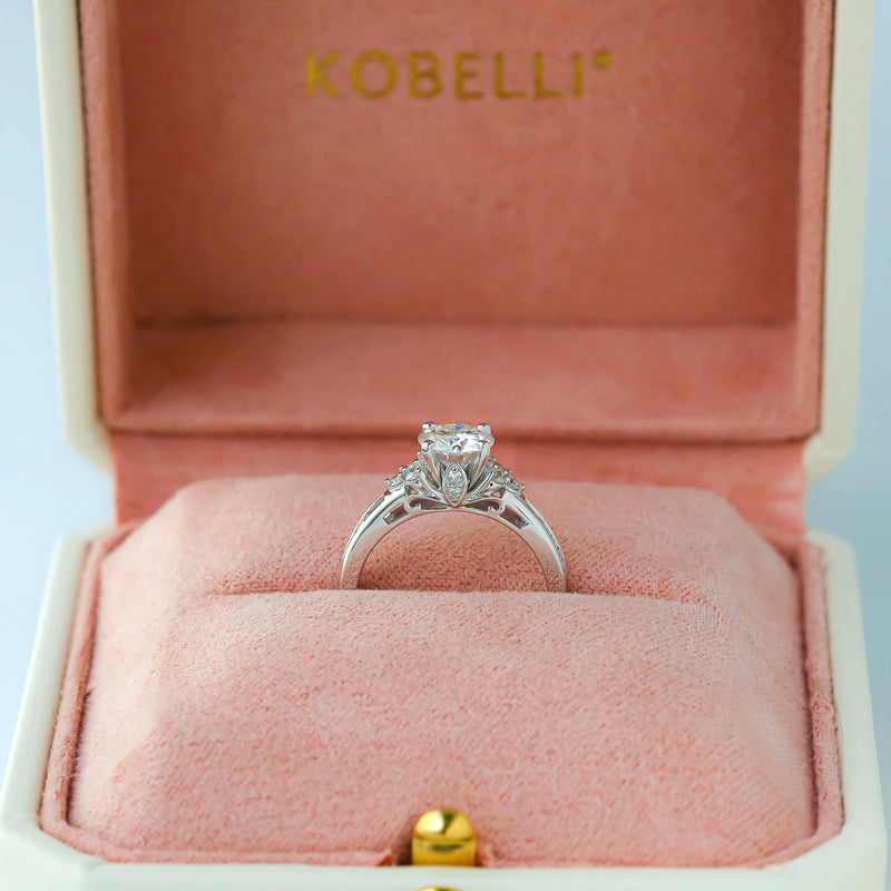 Modest Moissanite & Diamond Cluster Engagement Ring in 14k Gold – Kobelli
