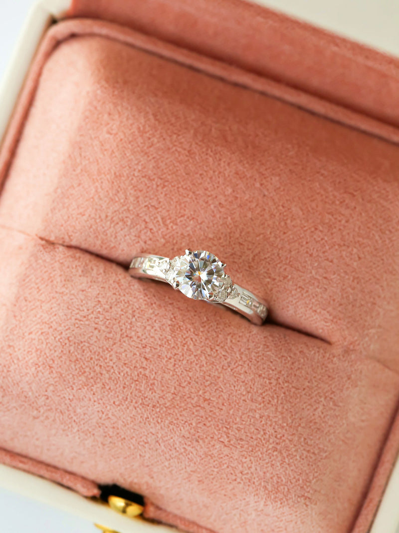 Modest Moissanite & Diamond Cluster Engagement Ring in 14k Gold – Kobelli
