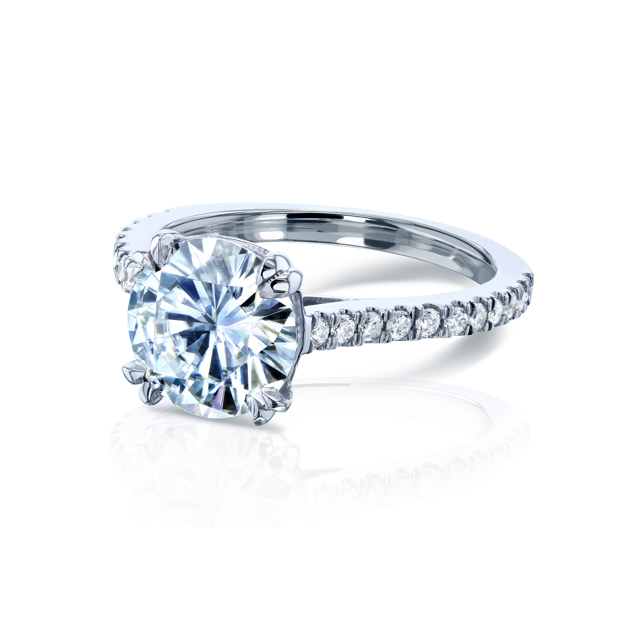 2.15 Carat Moissanite Peek-a-boo Near Eternity Cathedral Ring