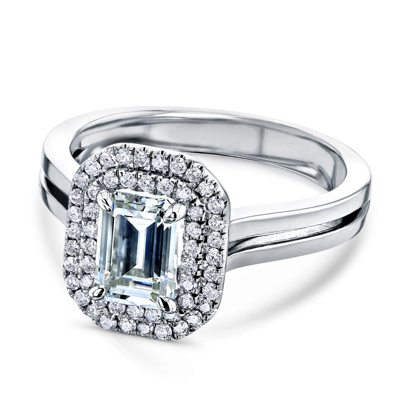 Kobelli Double Halo Emerald Cut Engagement Ring