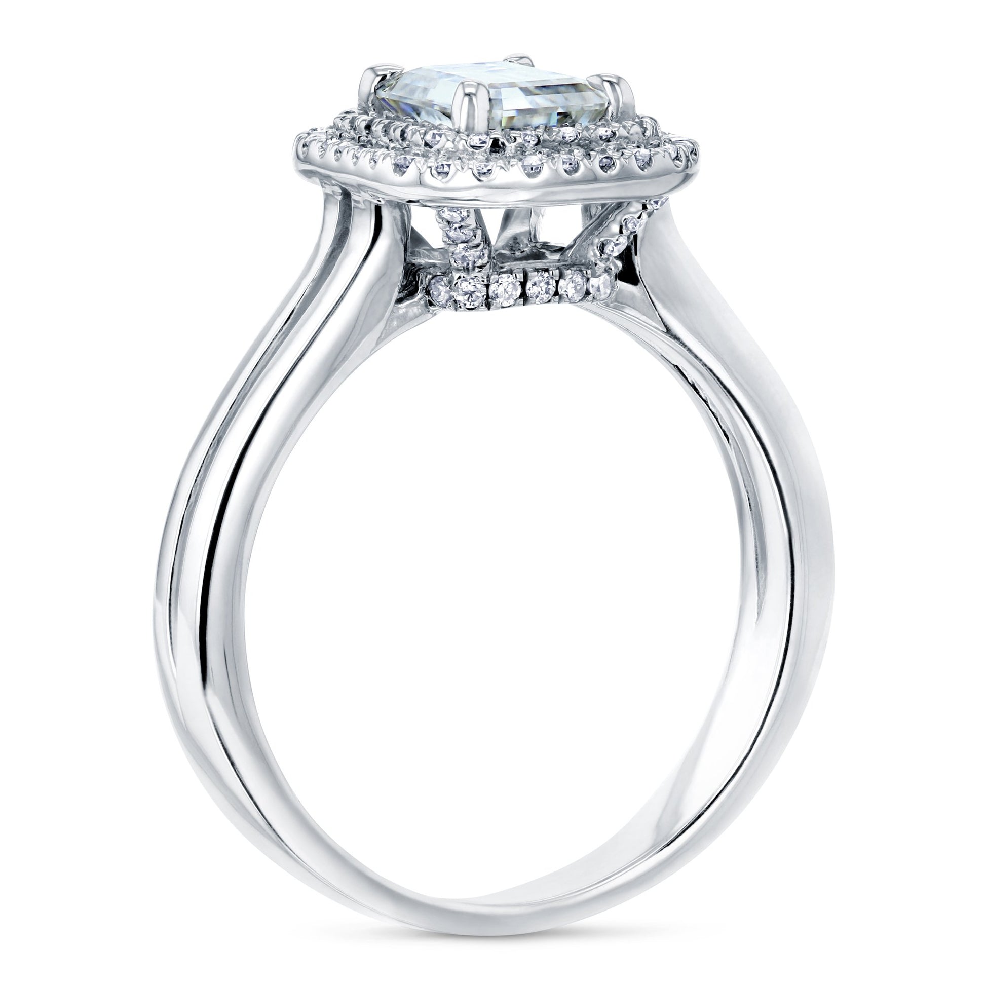 Kobelli Double Halo Emerald Cut Engagement Ring