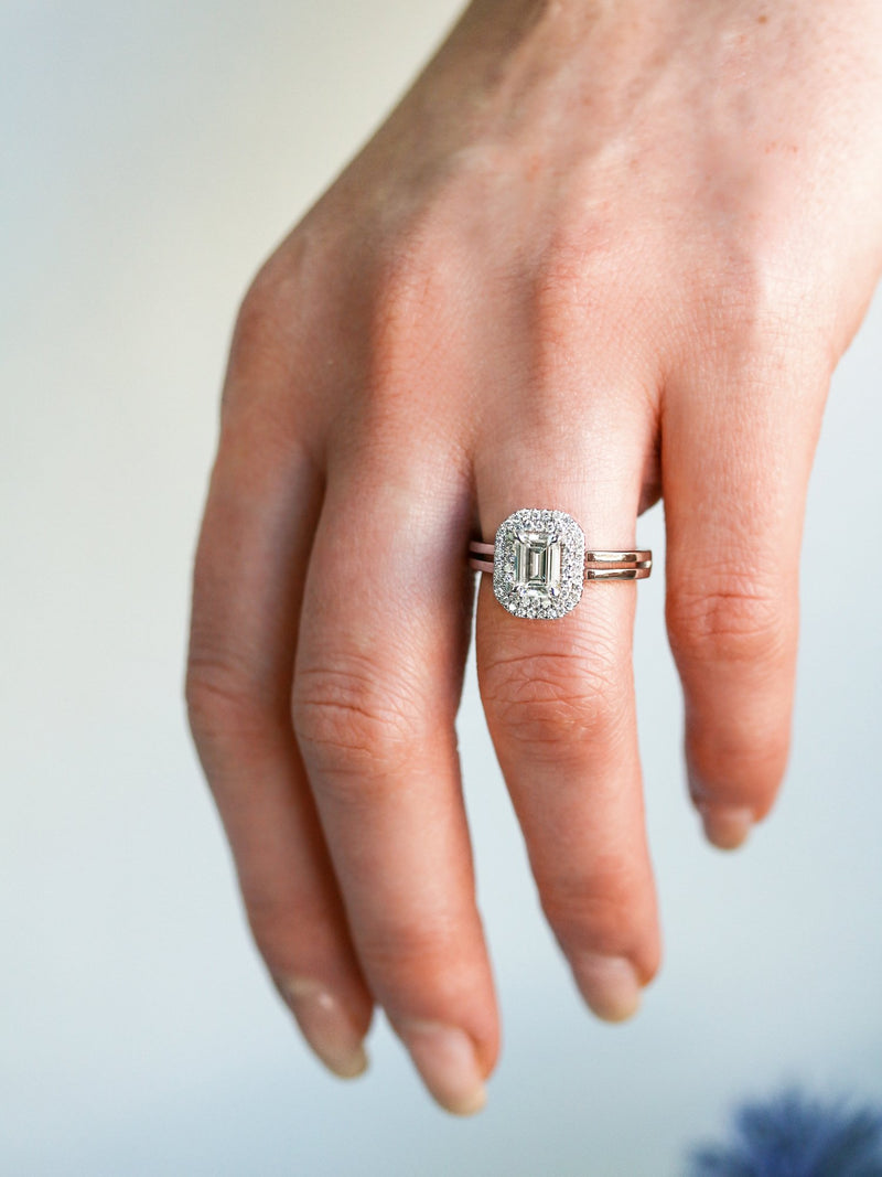 Kobelli Double Halo Emerald Cut Engagement Ring