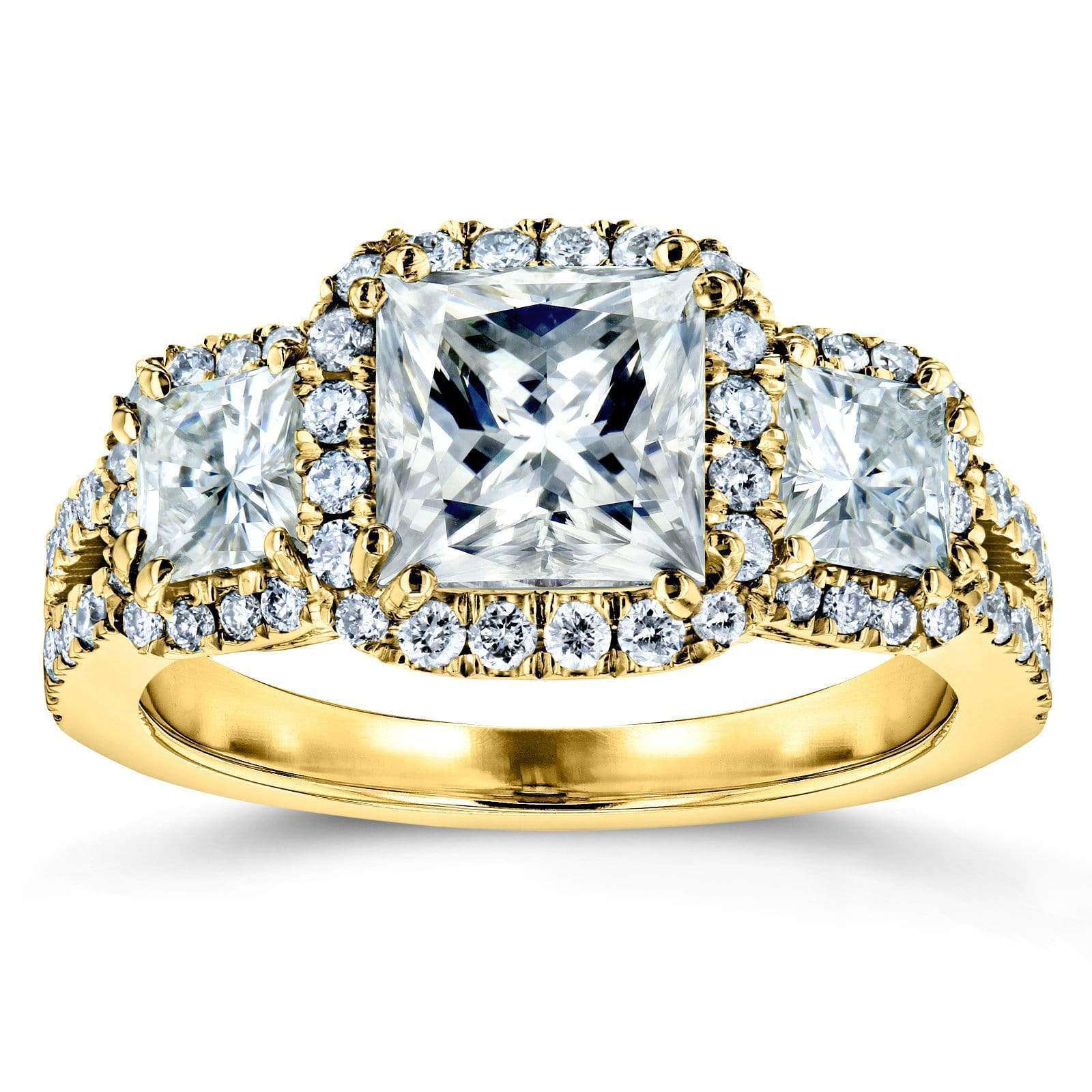 2.8 Carat Moissanite Halo 3-Stone Helena Ring