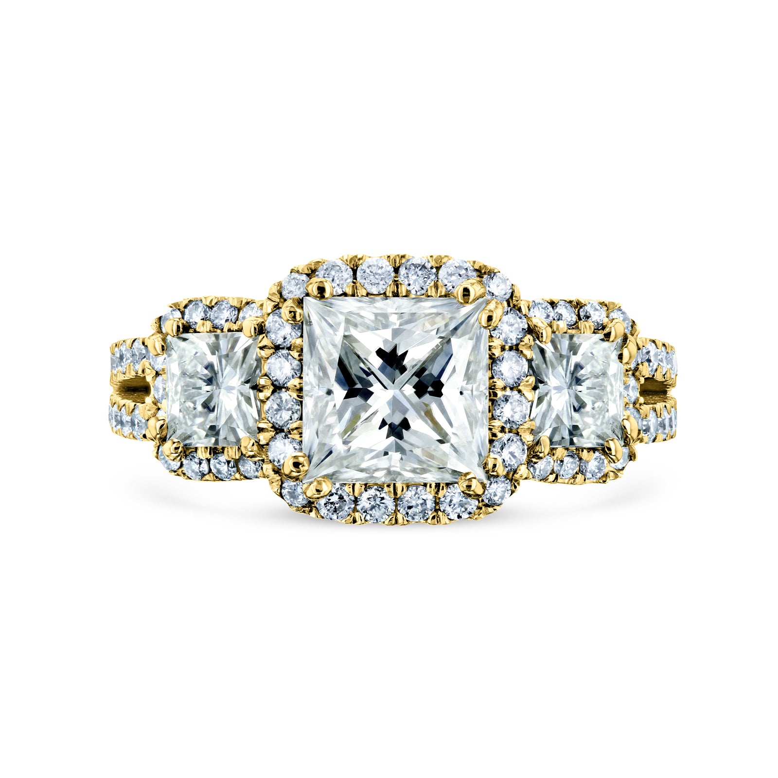2.8 Carat Moissanite Halo 3-Stone Helena Ring