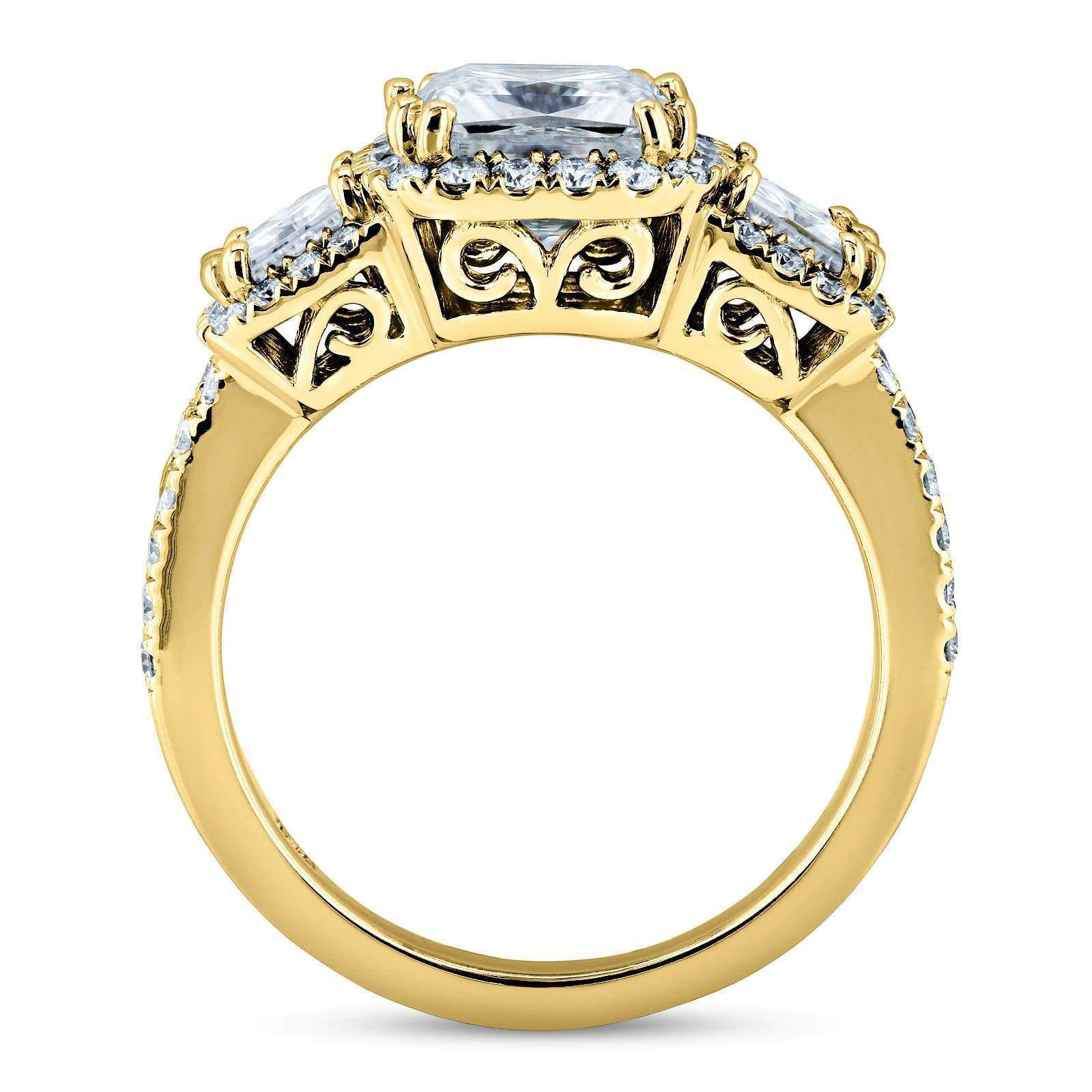 2.8 Carat Moissanite Halo 3-Stone Helena Ring