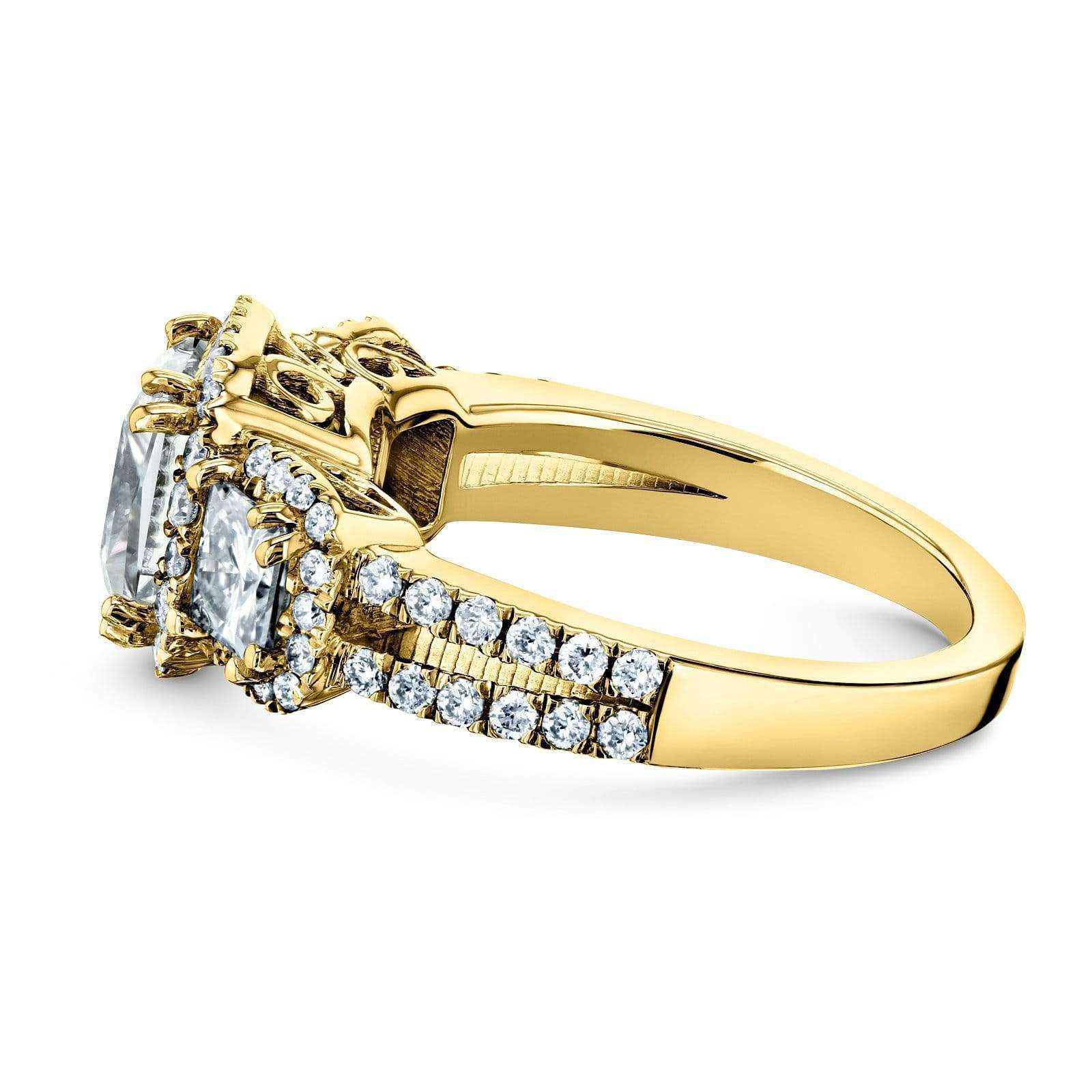 2.8 Carat Moissanite Halo 3-Stone Helena Ring