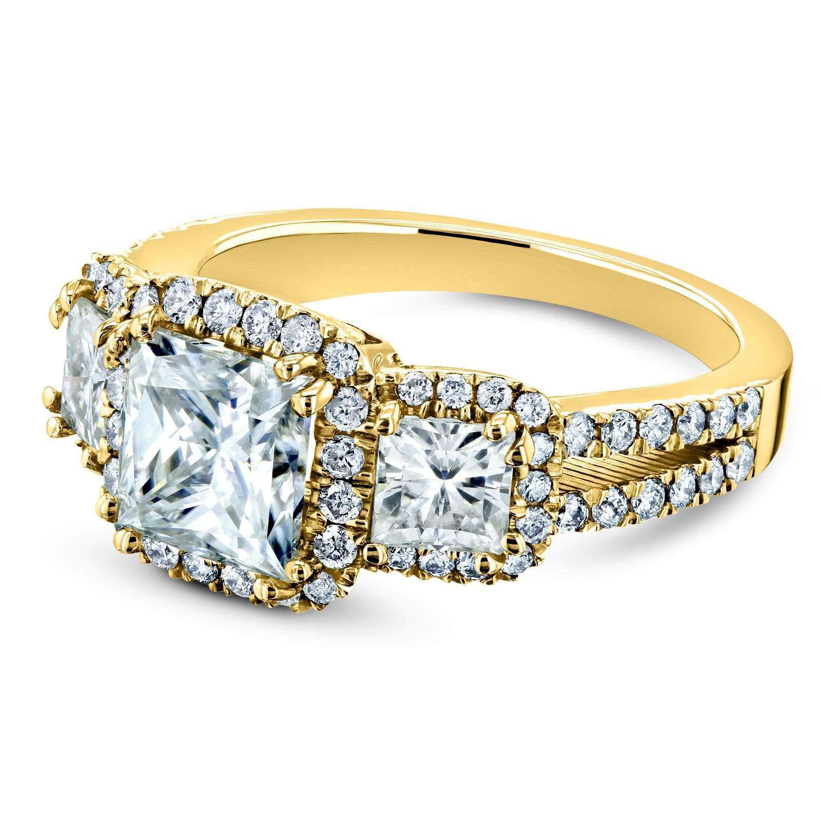 2.8 Carat Moissanite Halo 3-Stone Helena Ring