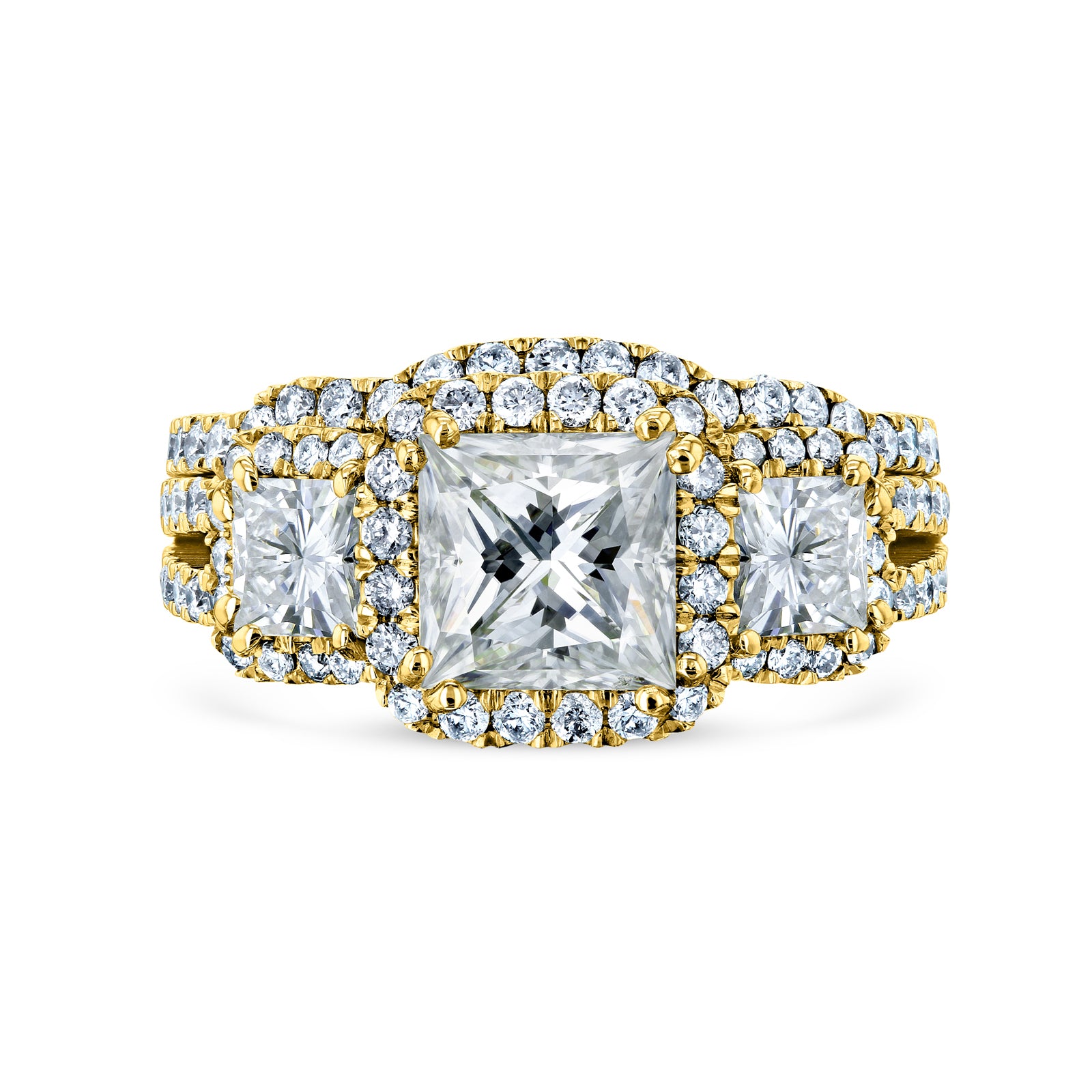 3.1 Carat Moissanite Halo 3-Stone Helena Bridal Set