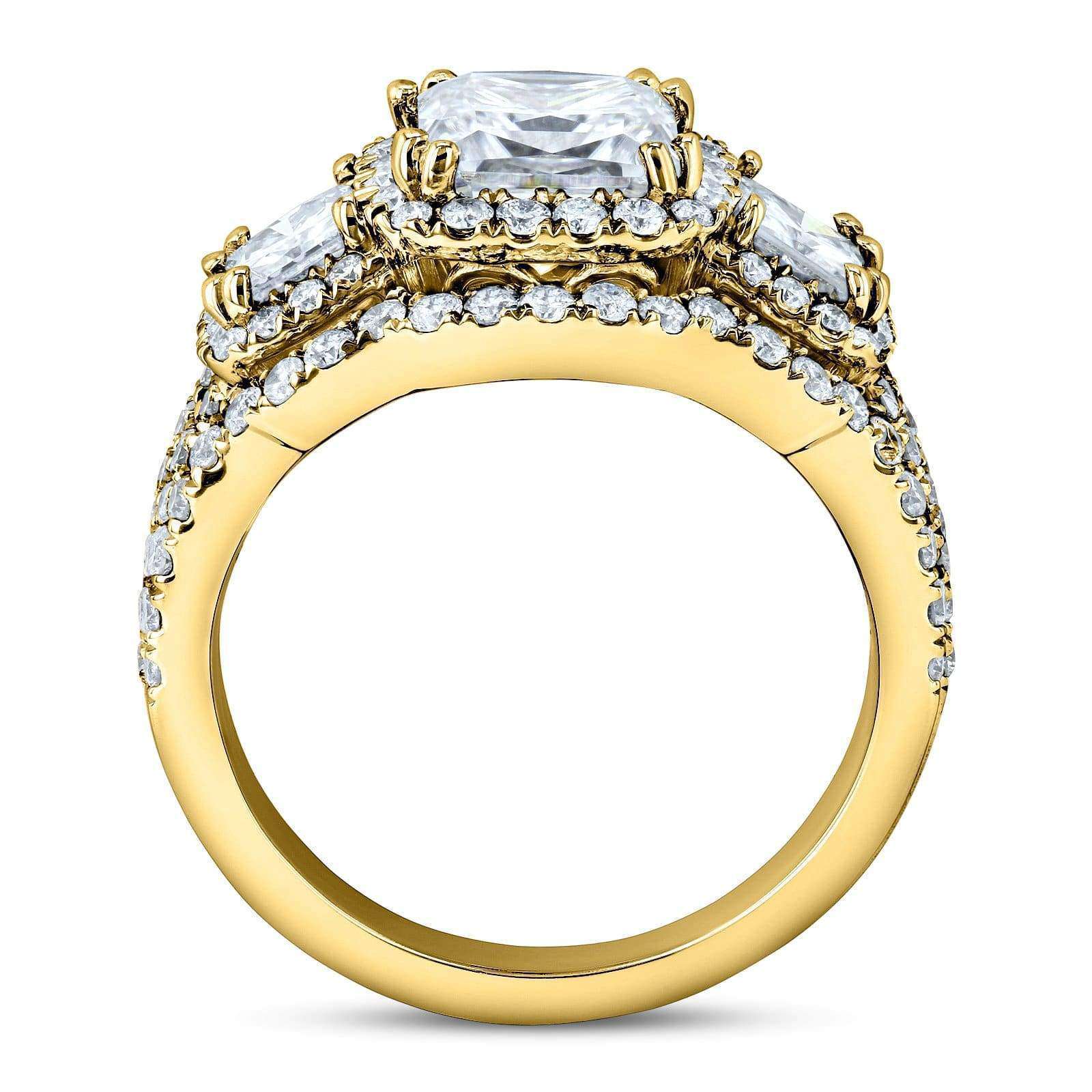 3.1 Carat Moissanite Halo 3-Stone Helena Bridal Set