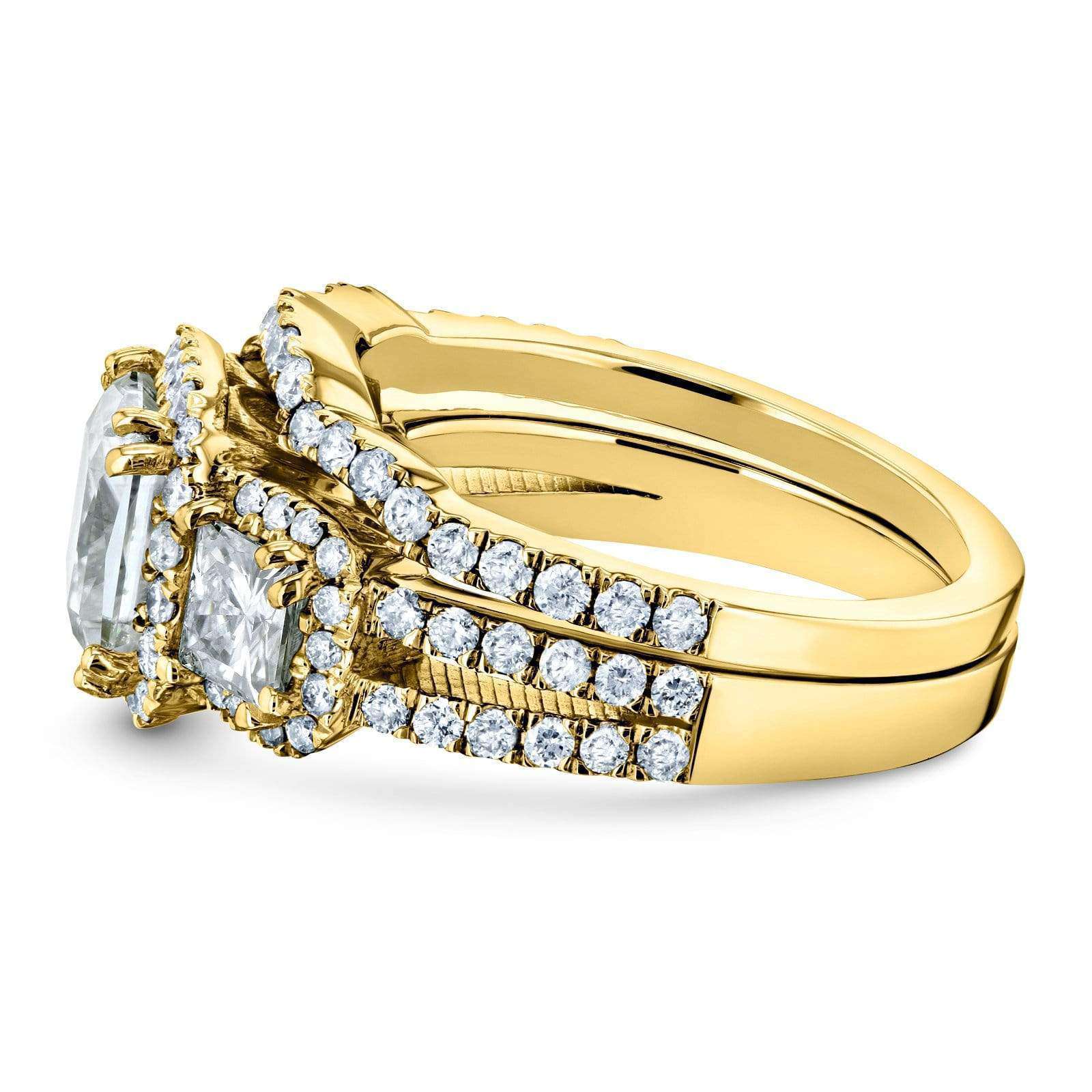 3.1 Carat Moissanite Halo 3-Stone Helena Bridal Set