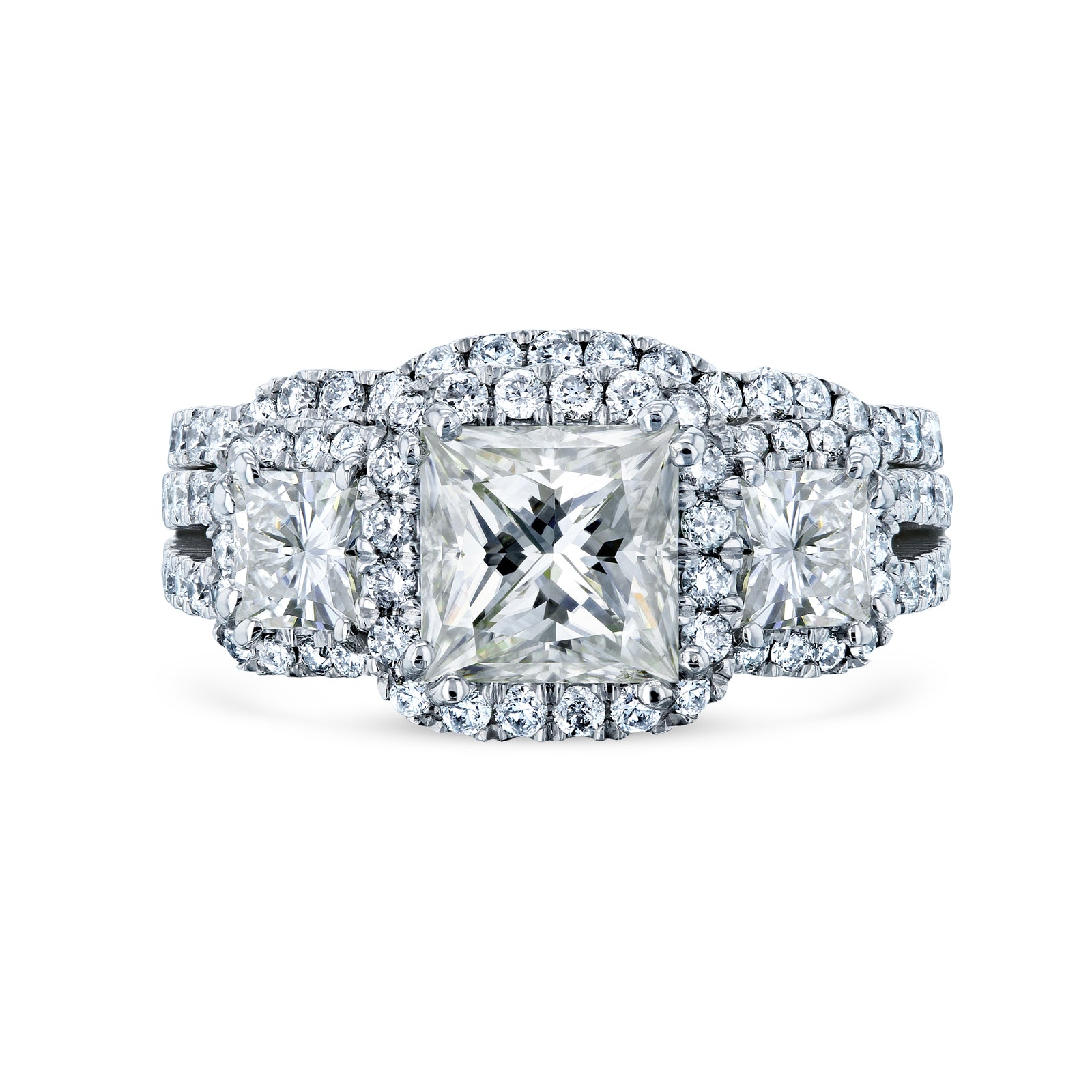 3.1 Carat Moissanite Halo 3-Stone Helena Bridal Set