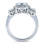 Kobelli Princess Moissanite and Diamond Halo 3-Stone Engagement Ring 2 4/5 CTW 14k White Gold