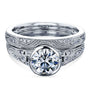 Kobelli Bezel Moissanite Low Setting Vintage Bridal Set