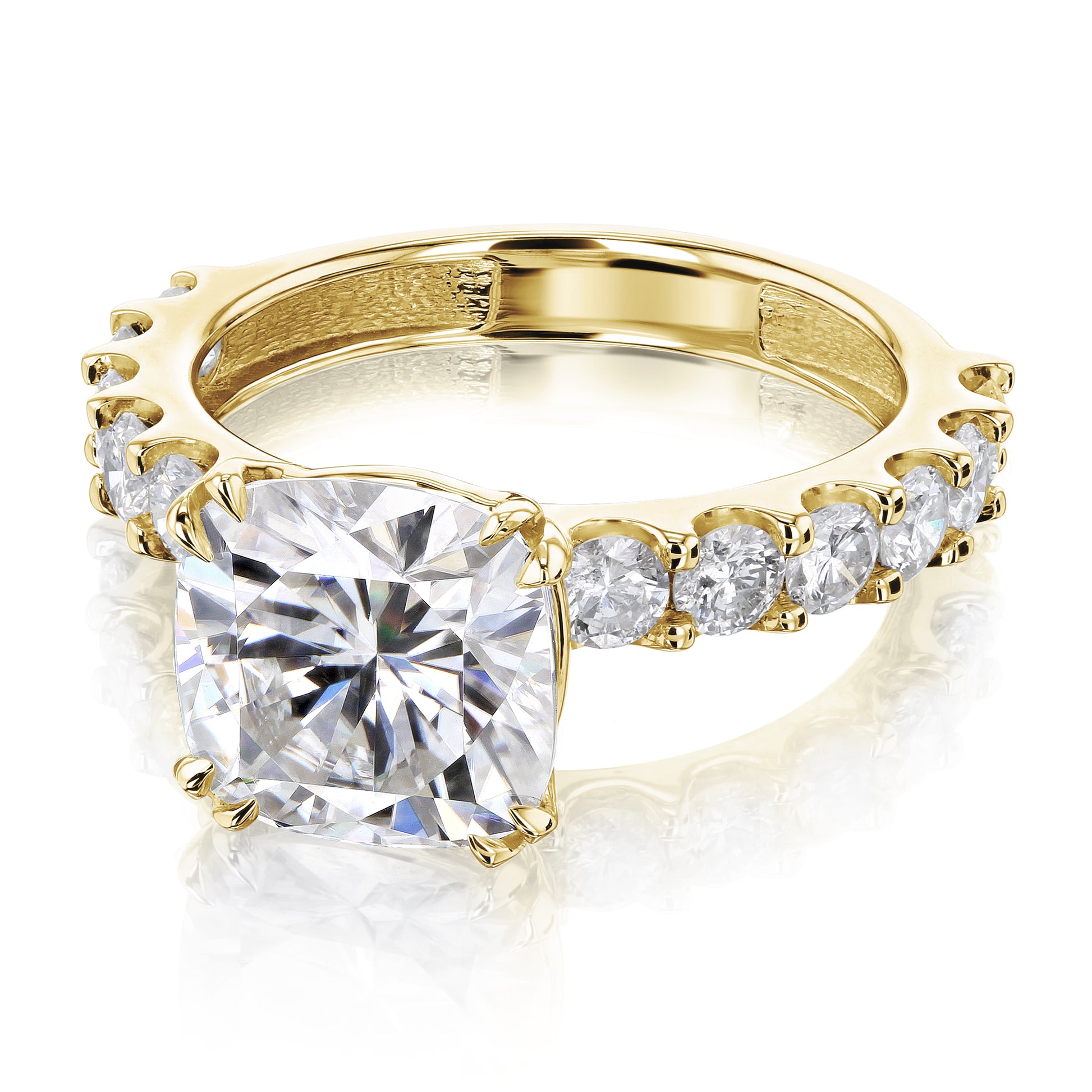 Kobelli Grown - 3.9ct Lorette Ring in Yellow Gold - slightly turned