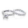 Kobelli 4-5/8 Carat Cushion Moissanite and Natural White Diamond Clean Shared U-Prong Bridal Set in 14k Gold