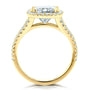 Kobelli Cushion H-I Moissanite with Diamond Split Shank Halo Engagement Ring 3 1/3 CTW 14k Yellow Gold