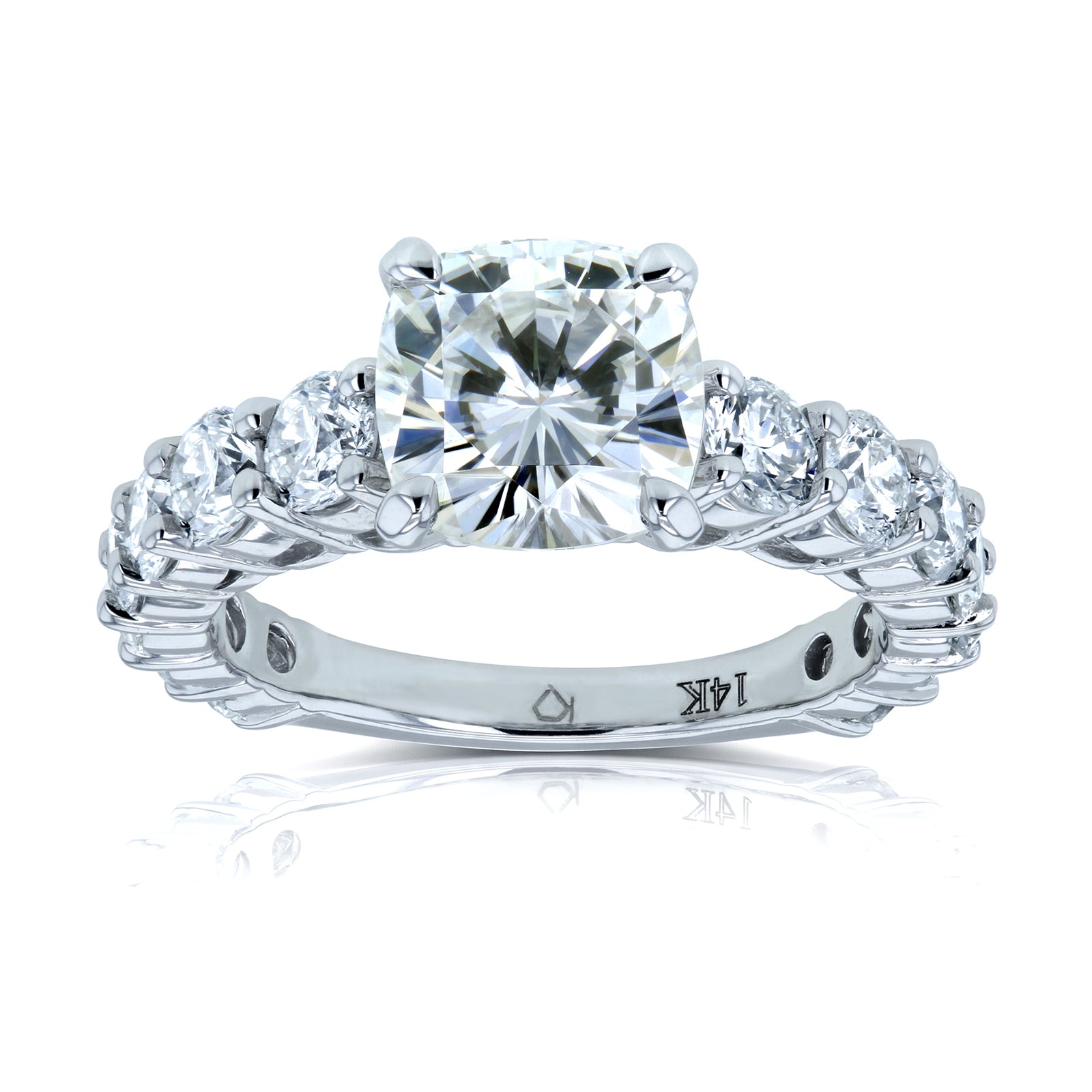 3.3 Carat Moissanite Cushion Sunstead Ring - white gold option