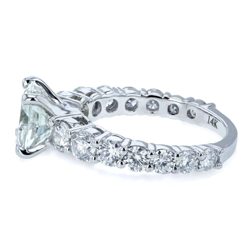 Kobelli Cushion Moissanite (HI) and Diamond Engagement Ring 3 2/5 CTW 14k White Gold