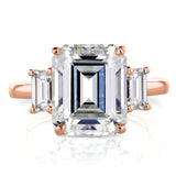 Kobelli Moissanite 3 Stone Emerald-cut Engagement Ring