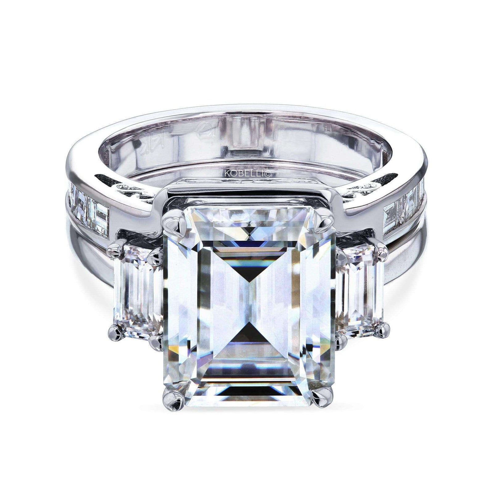 5.9 Carat Moissanite 3-Stone Echo Bridal Set
