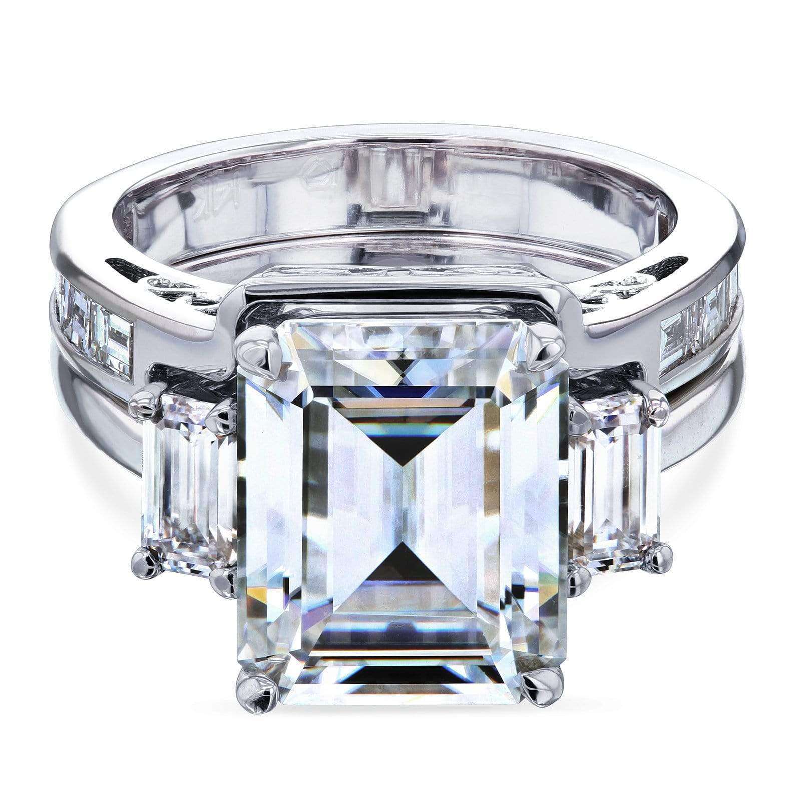 Kobelli 6 Carat TW 3-Stone Emerald Moissanite Bridal Set