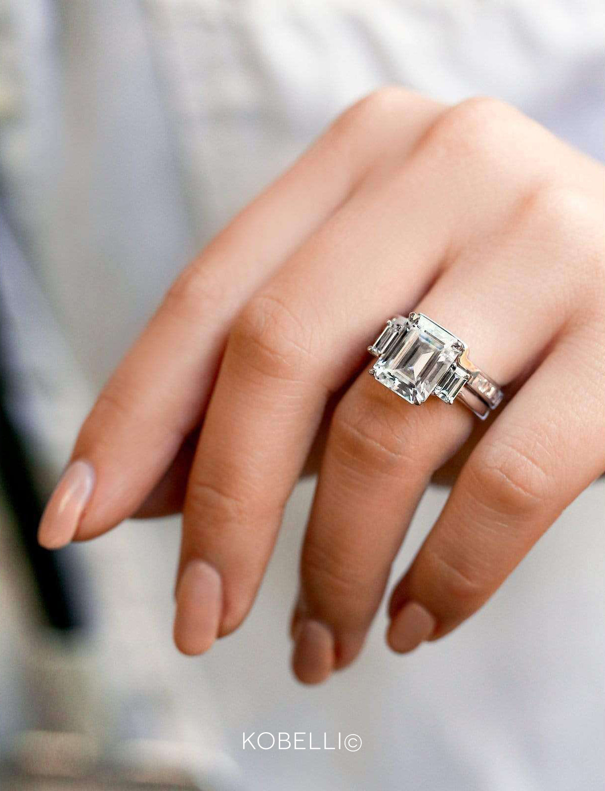 5.9 Carat Moissanite 3-Stone Echo Bridal Set
