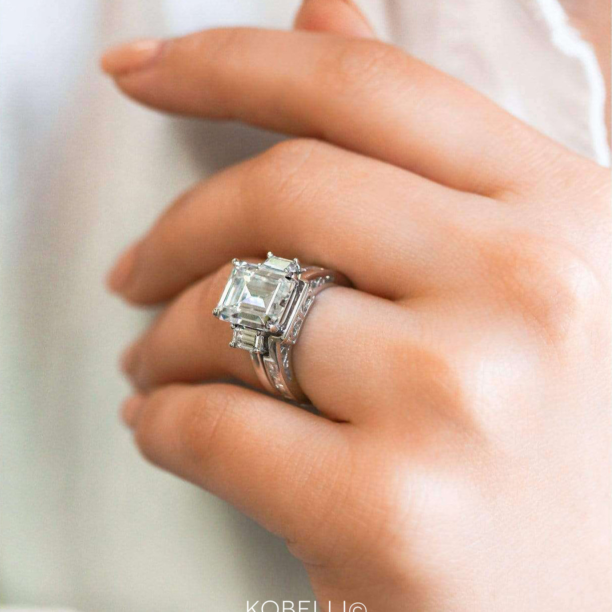 5.9 Carat Moissanite 3-Stone Echo Bridal Set