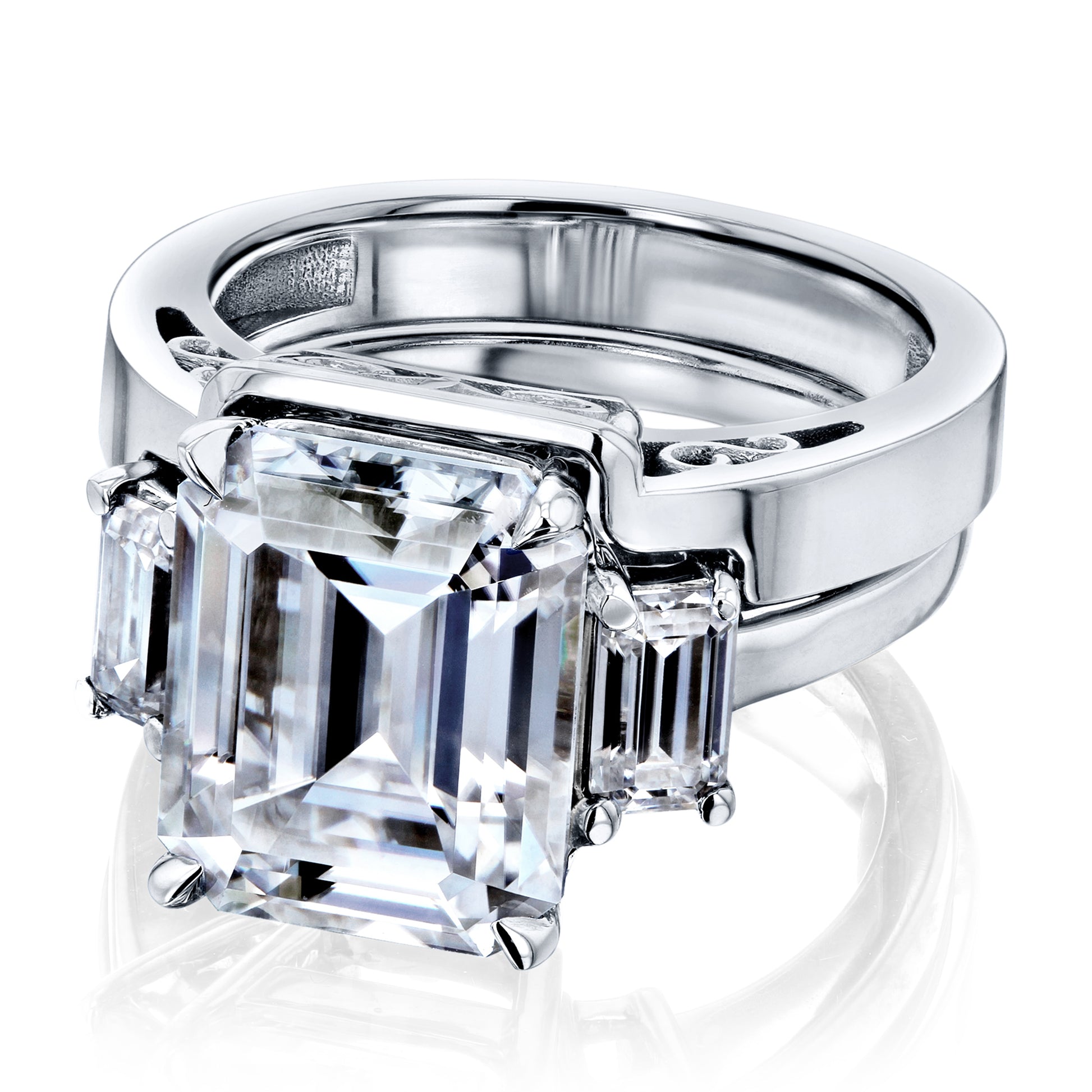 5.5 Carat Moissanite 3-Stone Echo Bridal Set