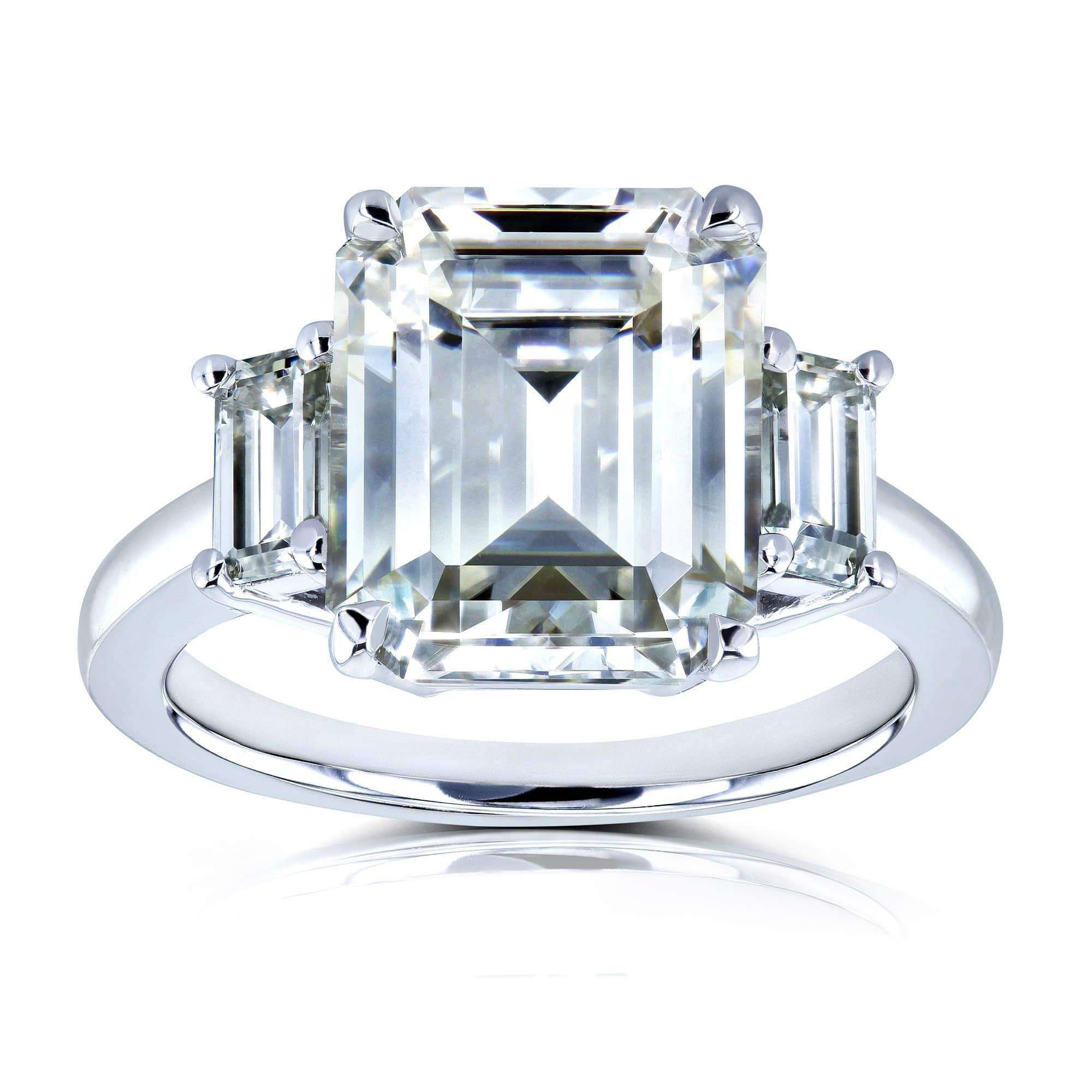 Kobelli 5 1/2 Carat TW 3-Stone Emerald Moissanite Engagement Ring