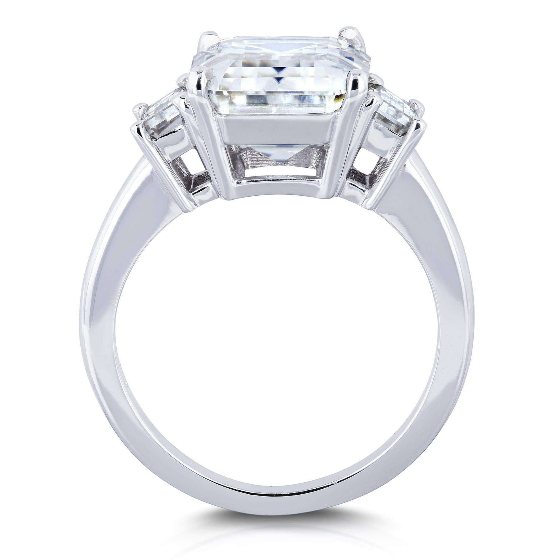 Kobelli 5 1/2 Carat TW 3-Stone Emerald Moissanite Engagement Ring