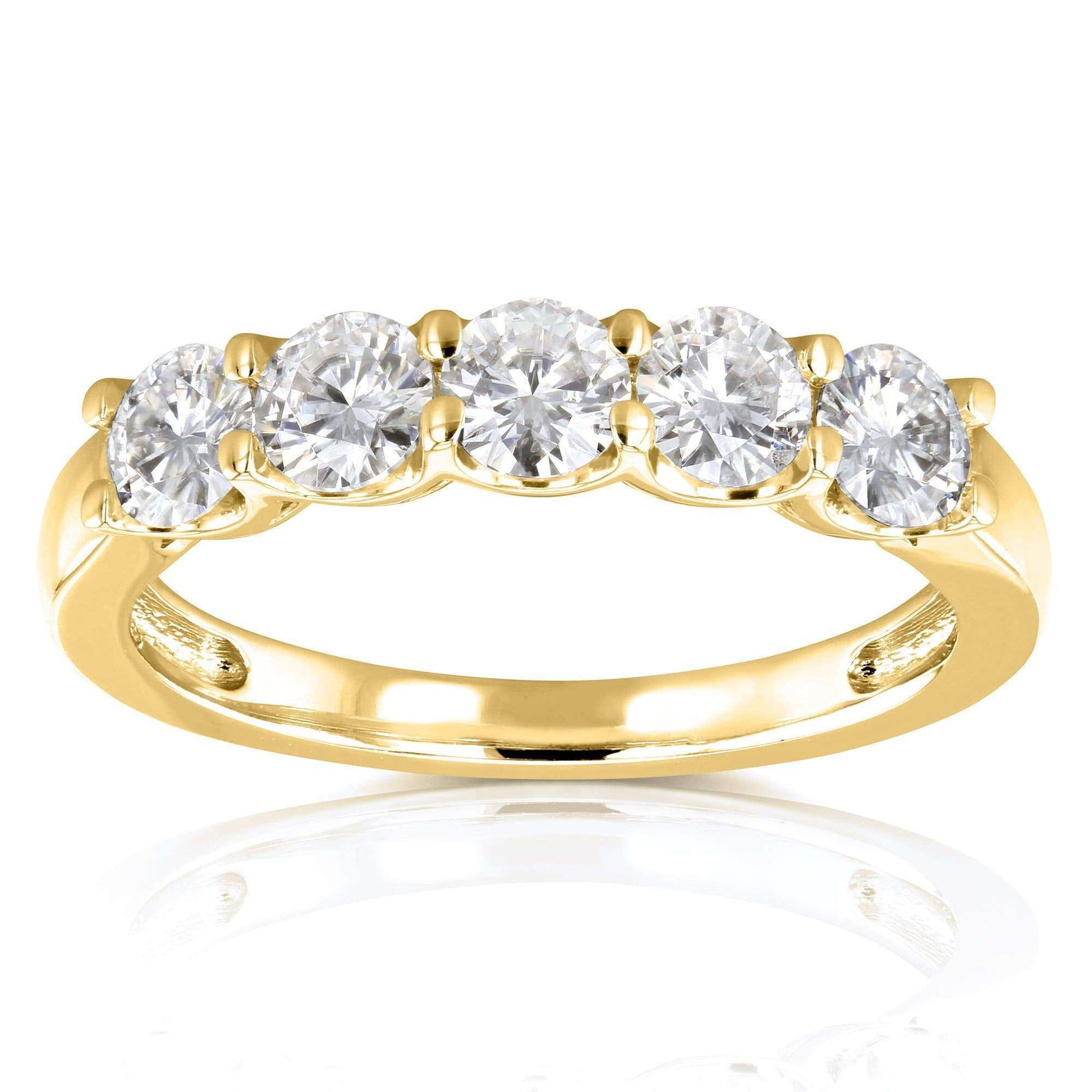 Kobelli 5 Stone Colorless Round Moissanite 14k Gold Band (4/5 CTW) MZFO62341D-Y/4