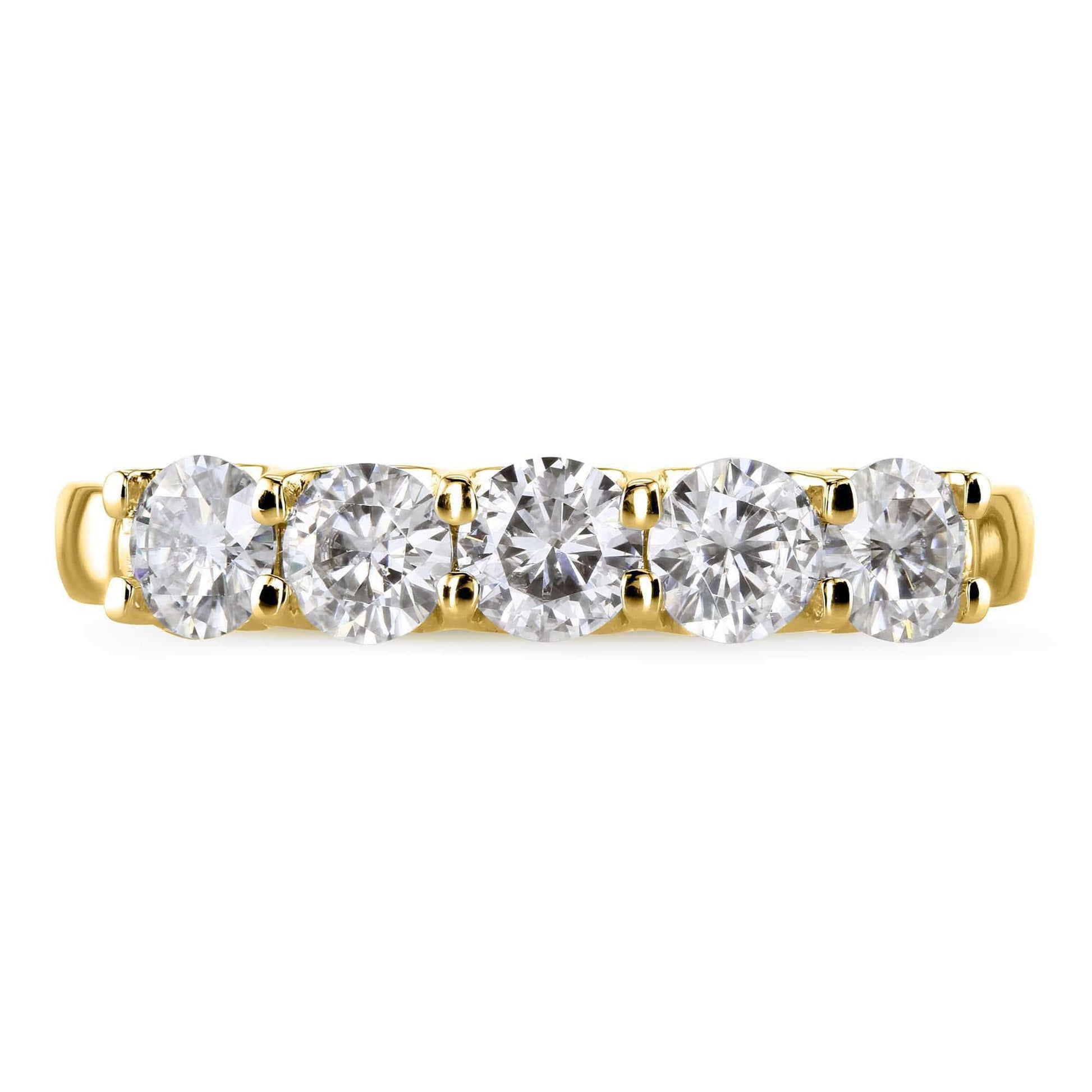 Kobelli 5 Stone Round Moissanite 14k Gold Band (4/5 CTW)