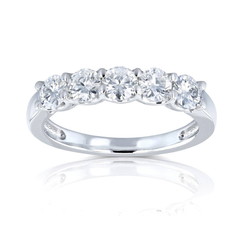 5 Stone Colorless Moissanite Band