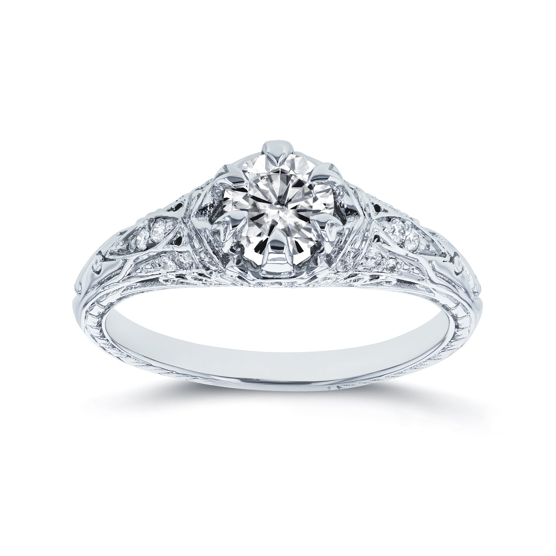 0.65 Carat Moissanite Ornate 6-Prong Ring