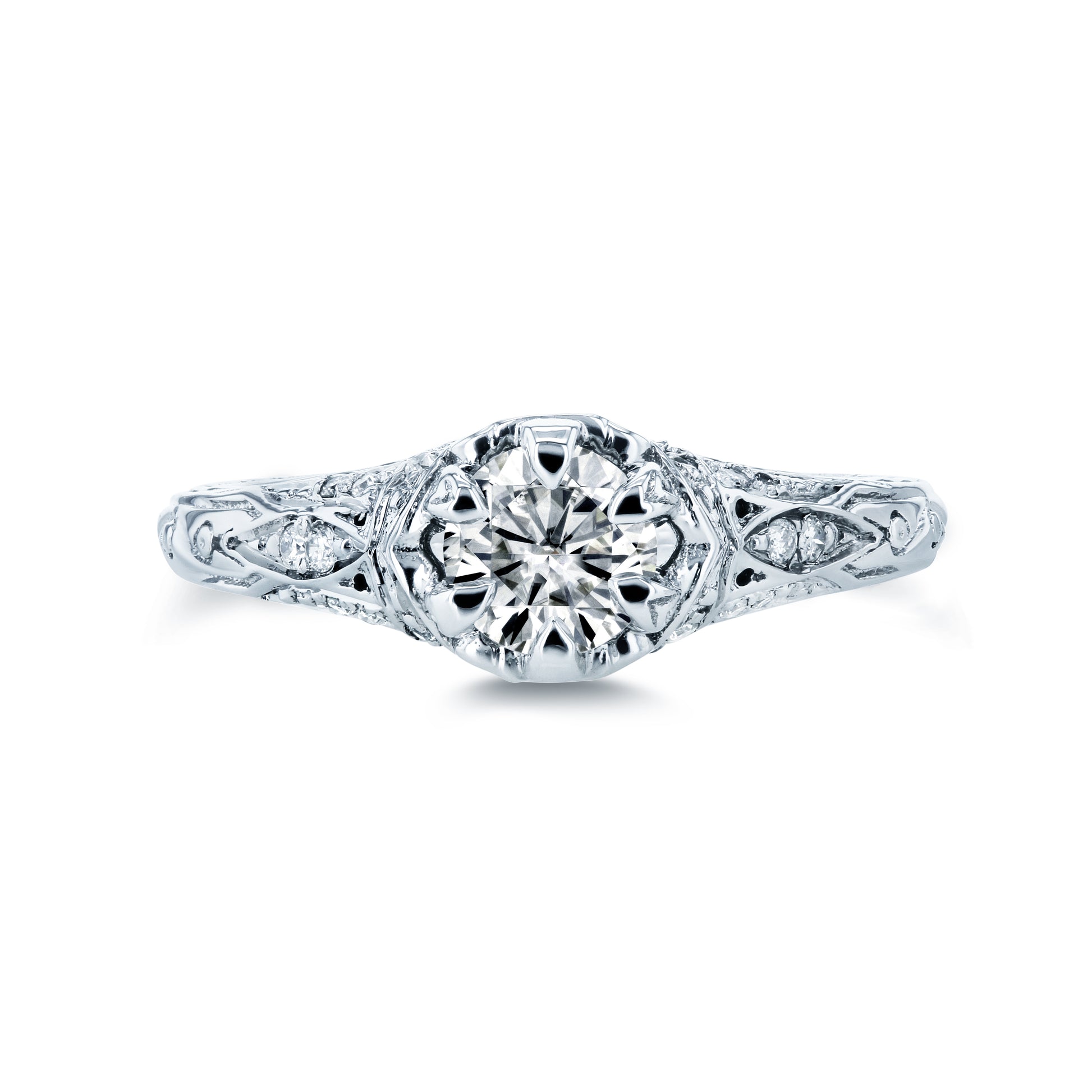 0.65 Carat Moissanite Ornate 6-Prong Ring