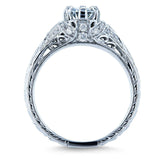 Kobelli Moissanite (H-I) and Diamond 6-Prong Antique Engagement Ring 5/8 CTW 14k White Gold